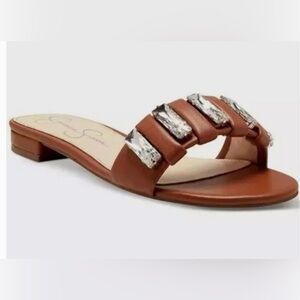 Jessica Simpson Tan/Mustard Sandals with Silver Accents - Amille style